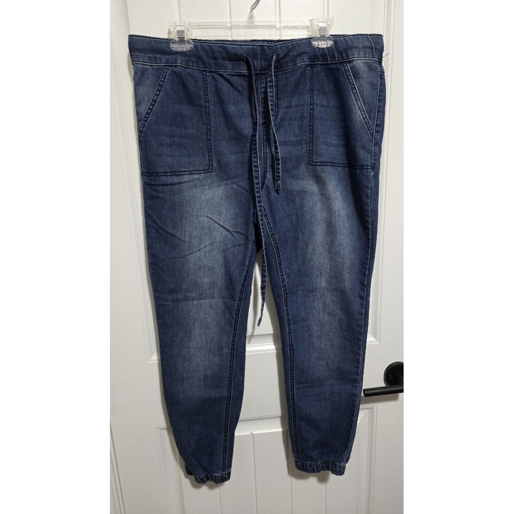 Copperflash mid rise jogger jeans size 14W ankle crop elastic drawstring waist